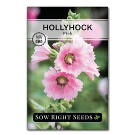 Sow Right Seeds - Pink Hollyhock Seeds for Planting - Non-GMO Heirloom Packet with Instructions to Plant an Outdoor Cottage Garden - Tall Flowers, Cup Shaped Blooms for Bouquets & Arrangements (1)
