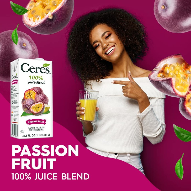 Ceres Passion Fruit Juice Blend, 3-Pack – 100% Natural, Rich