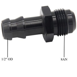 YSIL 2PCS 8AN Male to 1/2” Barb Push on Lock Hose Fitting for Rubber Fuel Line Aluminum Black