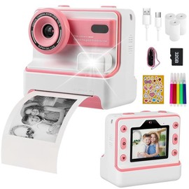 Instant Print Camera for Kids | 1080P HD 48MP Kids Print Camera with 2.4-inch IPS Screen | Instant Camara for Kids Boys Girls Age 3-12, Included 3 Roll Thermal Print Paper, 32GB SD Card