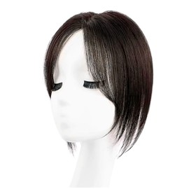 3D Hair Piece, Partial Wig, Gray Hair, Hair Enhancement, Natural Point Wig, Natural Atmosphere, Thin Gray Hair, For Everyday Commute (Black Brown)