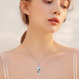 ROMANTICWORK Urn Necklace for Ashes Sterling Silver Pet Butterfly Angel Wings Cross Urn Pendant Chain Locket Chain Cremation Keepsake Jewellery Gifts for Women, Sterling Silver