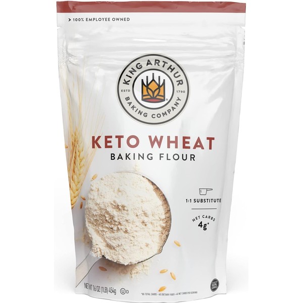 King Arthur, Keto Wheat Flour Blend, Non-GMO Project Verified, 1-to-1 Substitute for All- Purpose Flour, 16 Ounce (Pack of 4)