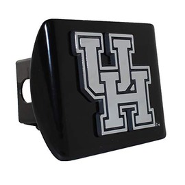 Houston UH Cougars Metal Emblem (Updated Logo) on Black Metal Hitch Cover