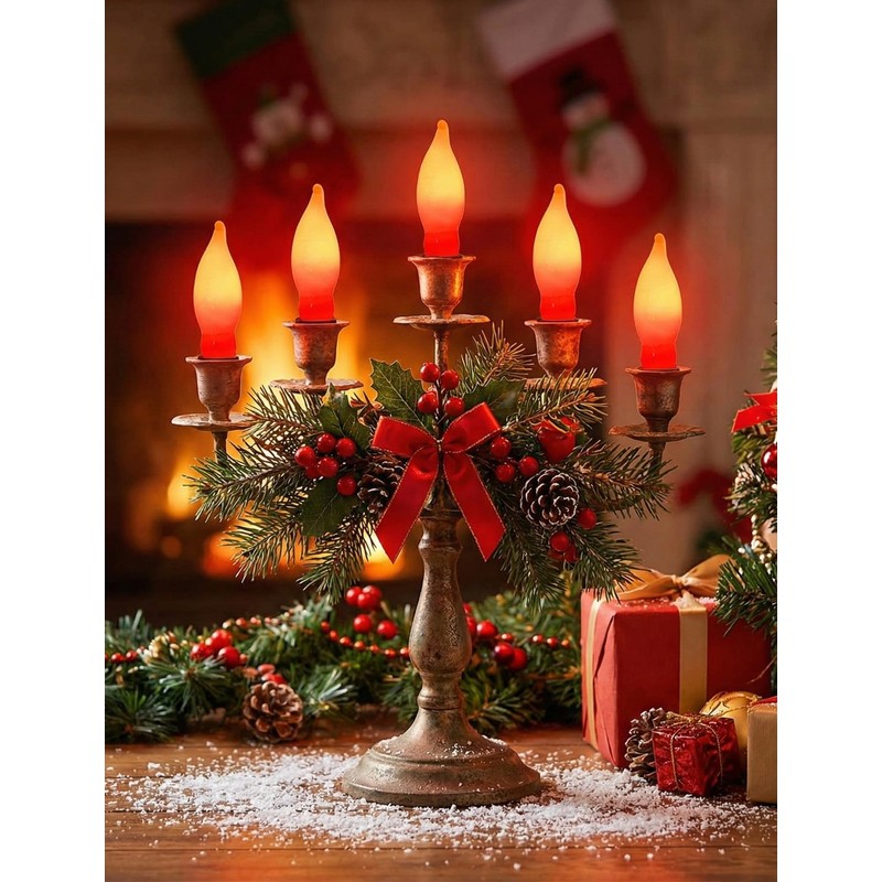 12 Pack C18 Red and Yellow Christmas Flame Candle Lights