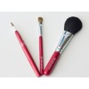 Gift Kumano Makeup Brush, Red Pearl, Set of 3, Portable
