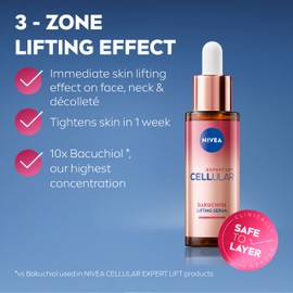 NIVEA Cellular Expert Bakuchiol Lifting Serum (30ml), Face Serum with Pure 10x Bakuchiol, Visibly Reduces Wrinkles, Lifts Contours and Tightens Skin