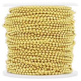 CleverDelights 2.0mm Ball Chain - Gold Color - 100 Feet - Bulk Ball Chain Spool