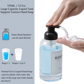 rejomiik rejomiik Foaming Soap Dispenser Thick Glass Foam for Bathroom or Kitchen Sink, 12.7 oz Clear Pump Bottles for Hand soap, Body Wash, Black 2 Pack