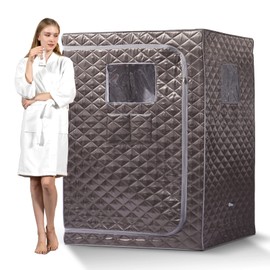 Smartmak Full Size Steam Sauna Tent, Portable Whole Body Home Spa Room, 1 or Two Person Large Space, Steamer NOT Included (47.28" x 35.46" x 63" Darkgrey)