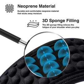 LEKATO Guitar Bass Strap for Electric Guitar Bass, 3" Wide Padded Guitar Strap Neoprene Pad with 3D Sponge Filling Adjustable Length from 45" to 55" with Strap Locks, Picks, Love Stars