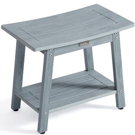 Large Shower Bench Seat, HDPS Shower Stool for Inside, Waterproof Spa Bath Chair for Shaving Leg, Weather Resistant/Non-Slip, Indoor/Outdoor Use, No Maintenance, Gray