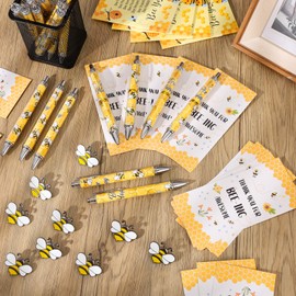 EYNDYN 36 Sets Bee Gifts Bulk Employee Appreciation Gift Bulk Team Baby Shower Favors Includes 36 Pcs Ballpoint Pens and 36 PCS Bee Pin for Office School Baby Shower Gifts