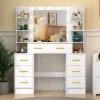 Yamissi Vanity Desk with Large Mirror, Drawers and 11 Lights