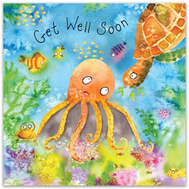 Twizler Get Well Soon Card with Octopus – Sympathy Card – Thinking of You Card – Cute Card – Feel Better Card – Get Well Soon Card For Kids - Get Well Soon Gifts