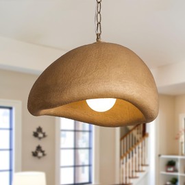 Yiludingsheng Rustic Light Fixture Pendant Lights Kitchen Island Wabi Sabi 15.7in Dining Room Lighting Brown Chandelier Japanese Style Hanging Ceiling Lights for Bedroom Hallway Restaurant Foyer