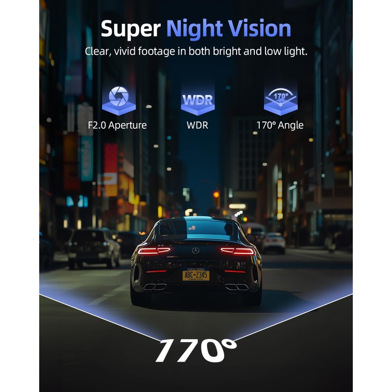 CIEVIE 4K Dash Cam Front and Rear Camera, 64GB SD