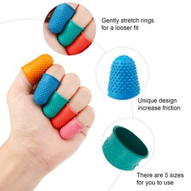 32 Pieces Rubber Finger Pads Tips Silicone Hot Finger Protectors Thimble Finger Tips Office Cover Finger Pads with Assorted Sizes for Counting Collating Sorting Task Hot Glue Sewing Office Supplies