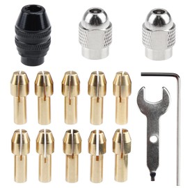 15Pcs Multi Chuck Set for Dremel Collet Nut Kit Brass Collet Set 0.5-3.2mm Shank Replacement Keyless Quick Change Chuck Accessory Compatible with Dremel（3000 4000 7700 8200）
