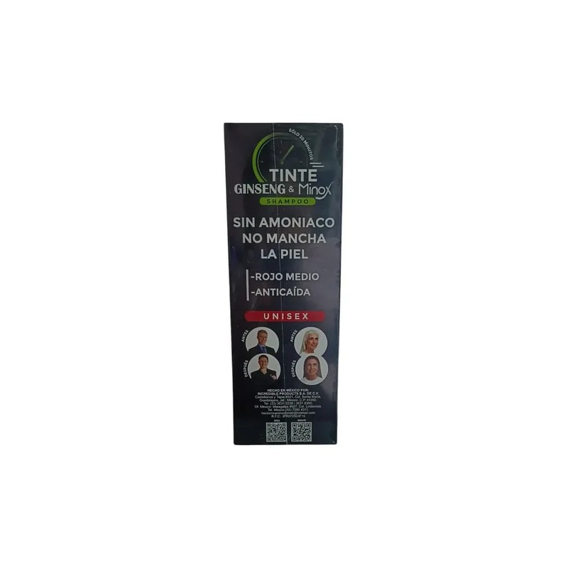 Shampoo Tinte Con Ginseng & Minox Rojo Medio Anticaida 450