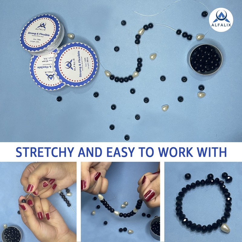 Pack of 3 (20mx0.5mm) Clear Elastic for Bracelet Making Strong