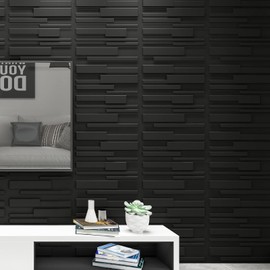 Art3d 19.7" x 19.7" (Pack Of 12) Wall Panel Rectangle, Black