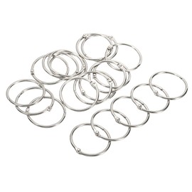 PATIKIL 20pcs 35mm Diameter Binder Rings Removable Metal Book Loose Leaf Rings for Home Office Index Cue Revision Card Silver Tone