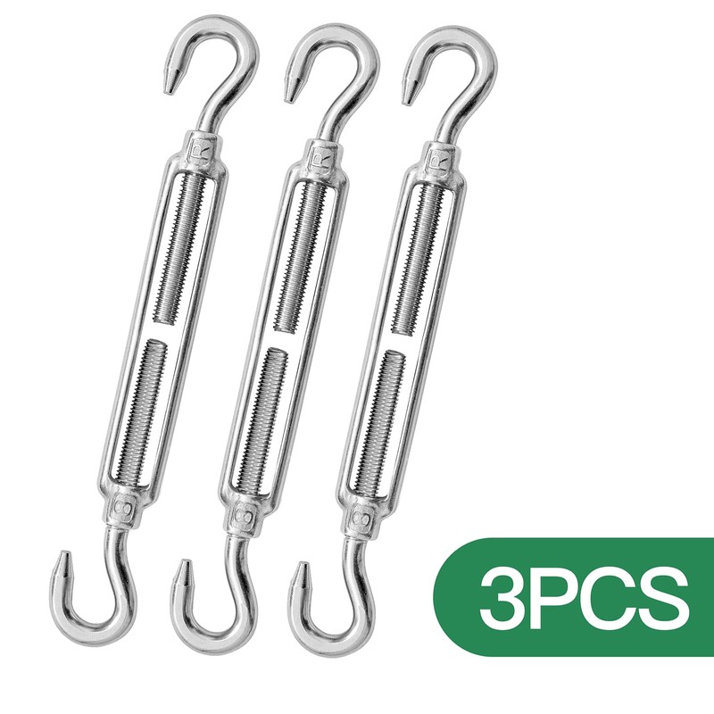 Jamiikury 3PCS M8 Hook & Hook Turnbuckle 304 Stainless Steel
