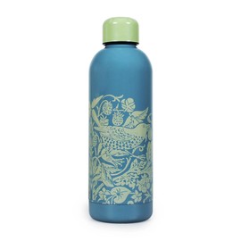 Half Moon Bay Strawberry Thief - by William Morris - Sage Green/Blue 16 Ounce (500ml) Double-Walled Stainless Steel Sports Water Bottle