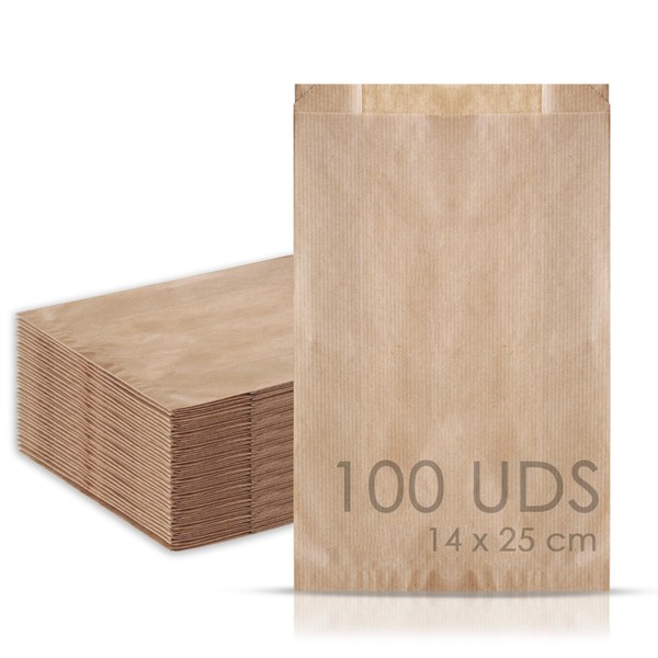 MAMAPAS 100 Sacchetti di carta kraft 14+5x25 Sacchetti di carta, sacchetti per comunione, sacchetti di carta, sacchetti regalo, sacchetti per panini, sacchetti panetteria, sacchetti per pasticceria