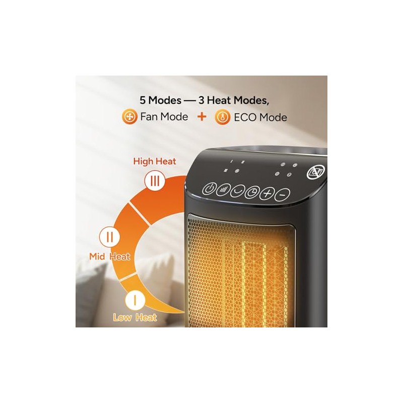 DR.PREPARE 1500W Small Space Heater for Indoor Use, Portable PTC