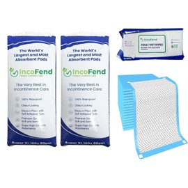 Bundle Extra Large Incontinence Sheets Wipes 20pc 160cm x 80cm Disposable Bed Pads + 80 XL Body Cleaning Underpad Adult Super Absorbent SAP Matress Seat Protection Protector Elderly Care Wetting Wipes