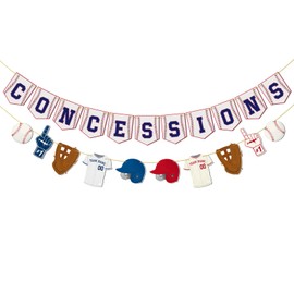 Concession Banner, Baseball Fans Lover Happy Birthday Party Hanging Sign, Sports Themed Birthday Decorations