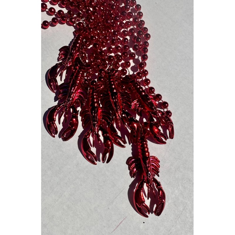 Red Crawfish Mardi Gras Beads New Orleans Seafood Boil Craft