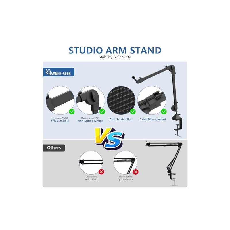 Soporte de brazo de micrófono con conector de 5/8 pulgadas,