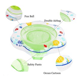 Baby Swimming Float Ring, Pool Swim Ring with Safety Seat for Baby Age 12-48 Month, Double Airbag, Suitable Baby Swim, Bath or Swim Training(Green)