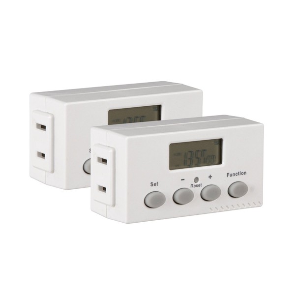 Westek TE22DHB Indoor 1-Outlet Weekly Digital Bar Timer, 2-Pack