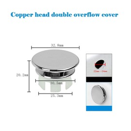 Bathroom Sink Overflow Cover Basin Trim Brass Insert in Hole Round Caps Brushed Nickel Vanity Ceramic Vessel Kitchen Replacement Dual Layer Insert,for Kitchen Bathroom(Silvery)