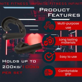 Infinite Fitness Nonslip Hook Handle 45 Degree Grip Cable Machine Attachment for Pull-up Bars, Barbells and Resistance Bands (45 Degree)