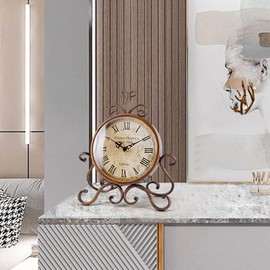 HZDHCLH Roman Table Clocks Silent Non Ticking Roman Retro Art Desk Clock for Living Room Bedroom Office（28 cm Height ）