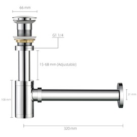 Heixutas Brass P Trap with Bathroom Sink Stopper : 1-1/4 Sink Drain Round Bottle Trap Set with Overflow - Adjustable Height, Matte Black - Complete Basin Sink Plumbing Kit for Pipe Replacement