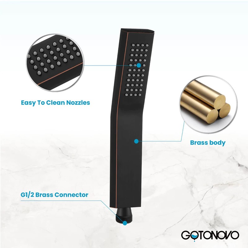 gotonovo Oil-Rubbed Bronze Solid Brass Hand Held Shower Head Wall