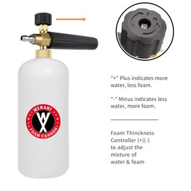 WXNANY Pressure Washer Foam Cannon with 1/4” Quick Connector 1 Liter Bottle 5 Tips and Holder