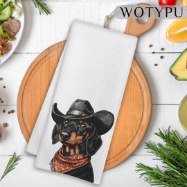 WOTYPU Funny Dachshund Gifts Kitchen Towels, Dachshund Gifts for Women Dish Tea Towel for Kitchen Decor, Dachshund Gifts Hand Towels for Bathroom Decor, 16X24 Inch