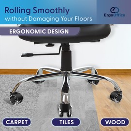 Office Chair Wheels Replacement - Set of 5 Heavy Duty Rubber Caster Wheels for Office & Desk Chairs - Universal Fit, Smooth & Quiet Rolling for Hardwood Floors, Carpet - Premium Quality Chair Casters