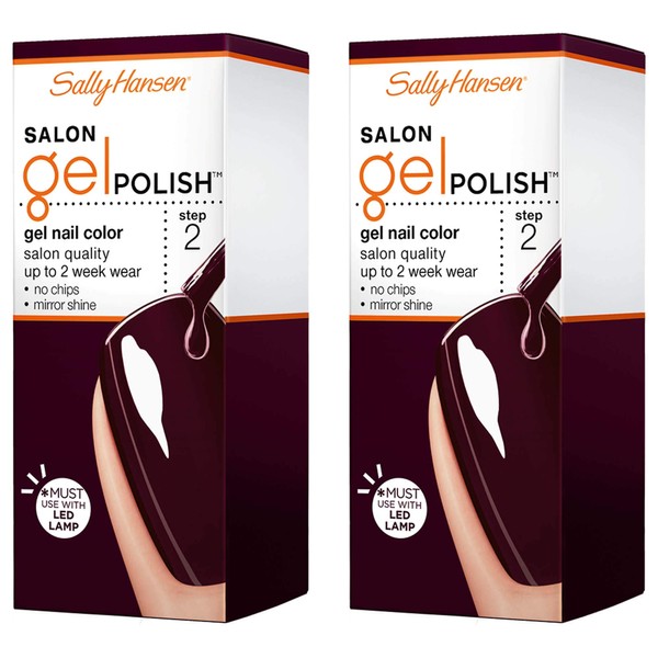 Sally Hansen Salon Gel Polish Nail Lacquer, Pat on the Black, 0.14 Fl Oz, Pack of 2