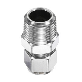 QUARKZMAN Kompressionsverschraubung 10mm Rohraußendurchmesser x 1/2" NPT Gewinde männlich Edelstahl Gerade Kupplung Adapter Kompressionsrohrfitting Verbinder für Öl Gas Wasser