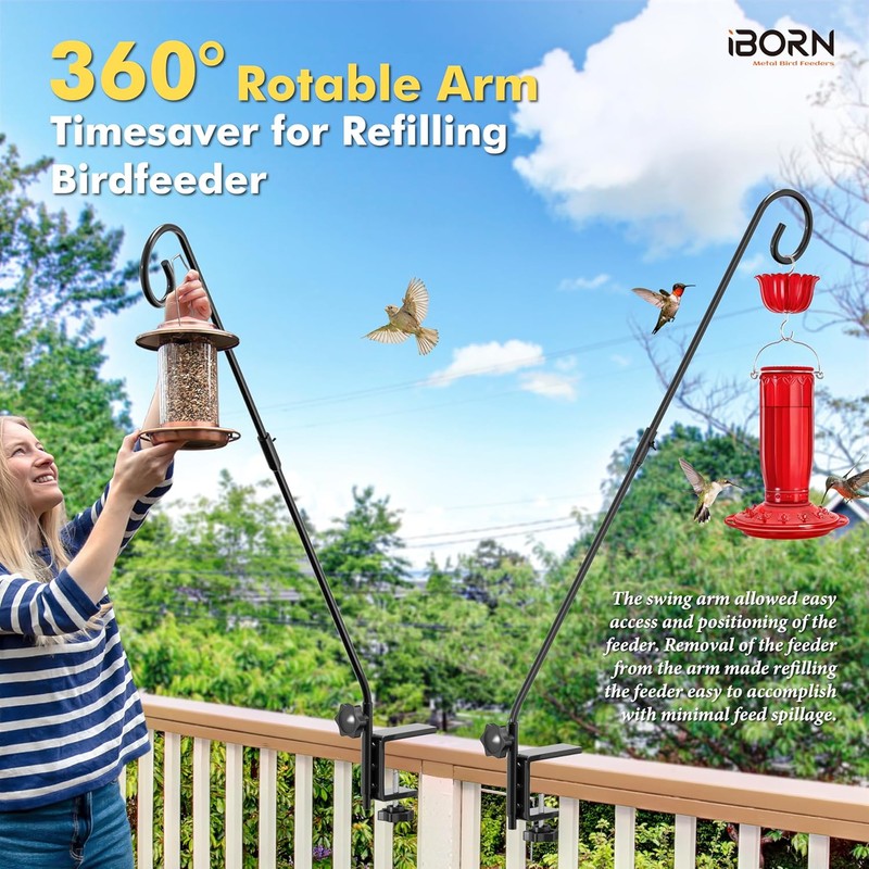 iBorn Deck Hook for Bird Feeder, Hummingbird Feeder Hanger for