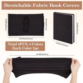 CRASPIRE 4 Colors Stretchable Book Cover Elastic Book Cloth Protector Notebook Wraps Suitable for Most Hardcover Books Jackets Classroom Student Teacher Reusable Washable Gift Blue Black