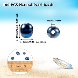 Beadthoven 100pcs Black Natural Freshwater Cultured Pearl Beads 1.8mm Hole Oval Rice Beads for DIY Necklace Bracelet Beads Jewelry Making